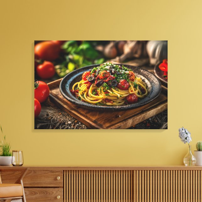 Toile Spaghetti Puttanesca avec tomates fraîches et oliv (Insitu(Salon))