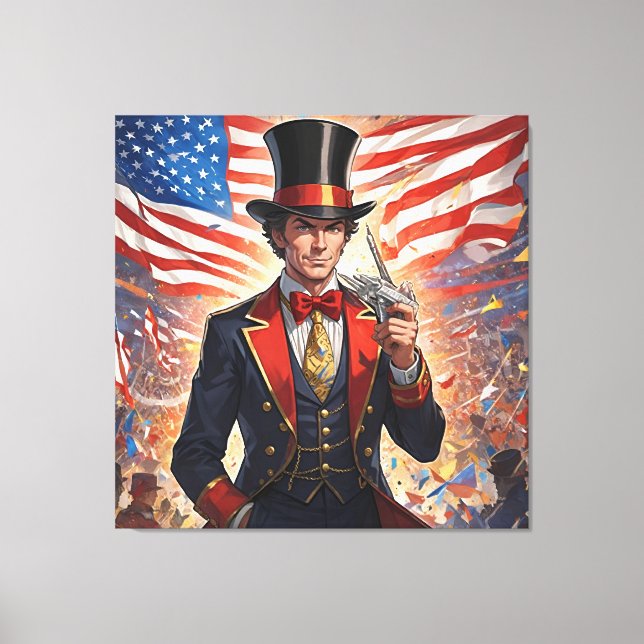 Toile Spectacle magicien patriotique (Recto)