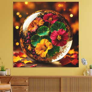 Toile Sphère de verre élégante encapsulant un automne vi