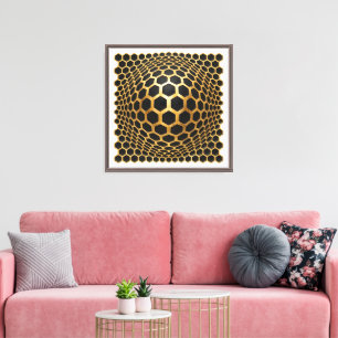 Toile Sphère Hexagone Doré