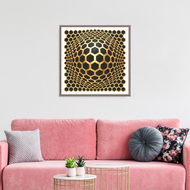 Toile Sphère Hexagone Doré (Insitu(Salon))