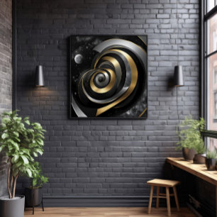Toile Spirale cosmique dorée et argentée