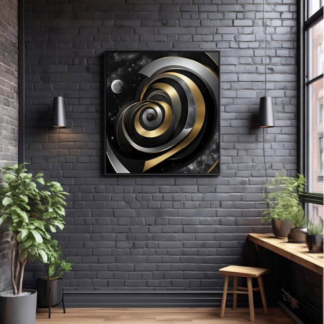 Toile Spirale cosmique dorée et argentée (Créateur téléchargé)