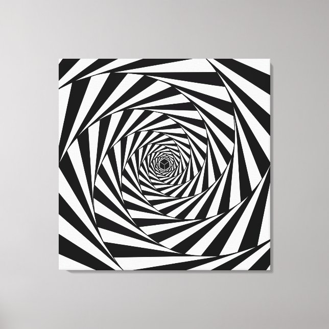 Toile Spirale d'escalier en noir et blanc abstrait (Recto)