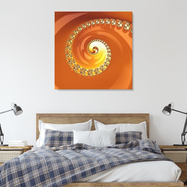 Toile Spirale fractale dégradé or orange abstrait (Insitu(Chambre))