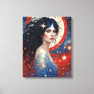 Toile Spirit of Patriotists Femme Rouge Blanc Bleu Juill