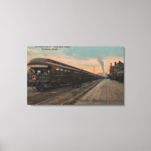 Toile Spokane, WA - Vue sur N. Pacific Train & Depot