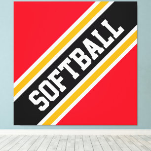 Toile Sport sportif Bright Red Black SOFTBALL Stripes