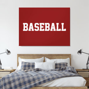 Toile Sportif Athlétique Texte BASEBALL Blanc Sur Fond R
