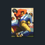 Toile Sports vintages, Football Players dans un jeu<br><div class="desc">illustration vintage design de football sportif stylisé avec des joueurs jouant un jeu amusant dimanche. Le quarterback a la balle pour l'équipe rouge et l'équipe bleue essaie de l'affronter.</div>