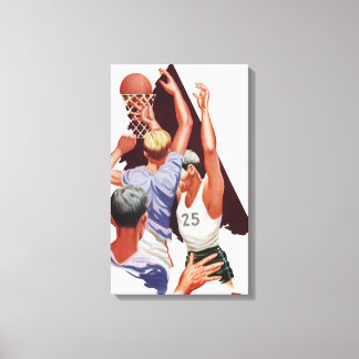Toile Sports vintages, joueurs de basket-ball dans un je