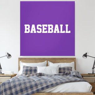 Toile Sporty Bold Texte BASEBALL Blanc Sur Fond Violet C