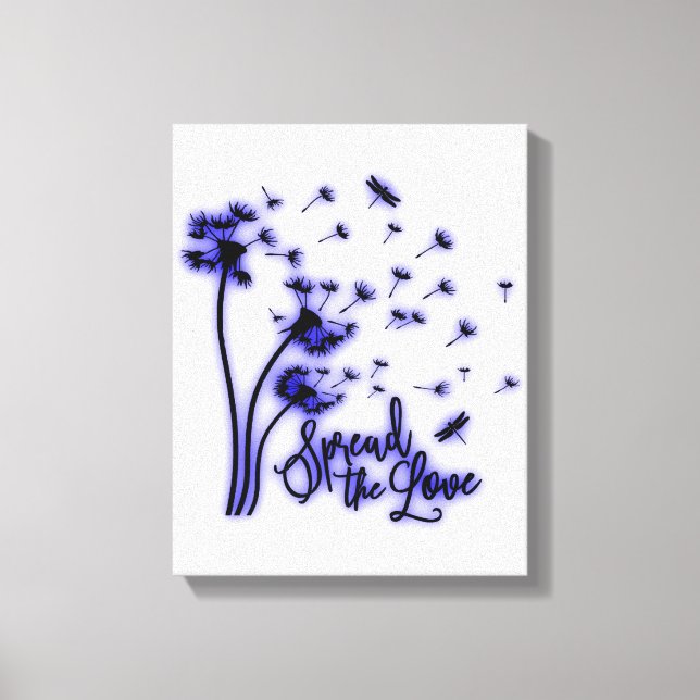 Toile Spread The Love Dandelions and Dragonflies (Recto)