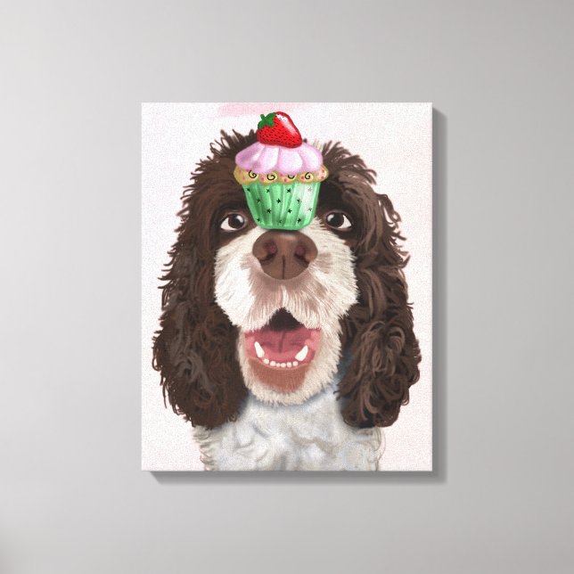 Toile Springer Spaniel avec Cupcake (Recto)