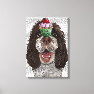 Toile Springer spaniel avec le petit gâteau