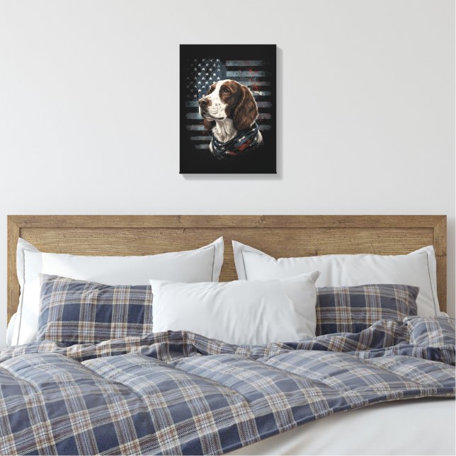 Toile Springer Spaniel Chien Drapeau Américain (Insitu(Chambre))