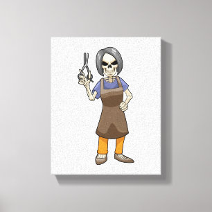 Toile Squelette comme coiffeur avec ciseaux