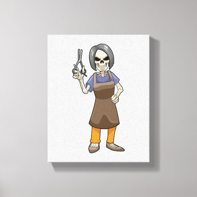 Toile Squelette comme coiffeur avec ciseaux (Recto)