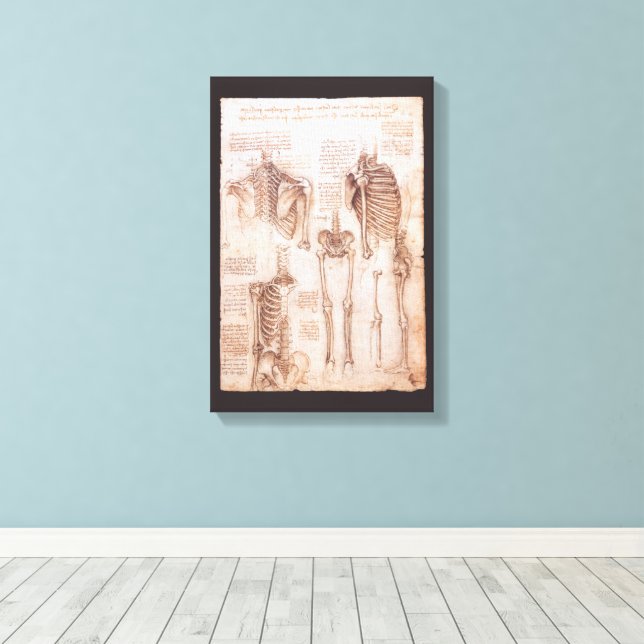 Toile Squelette d'anatomie humaine de Léonard de Vinci O (Insitu (Plancher de Bois))