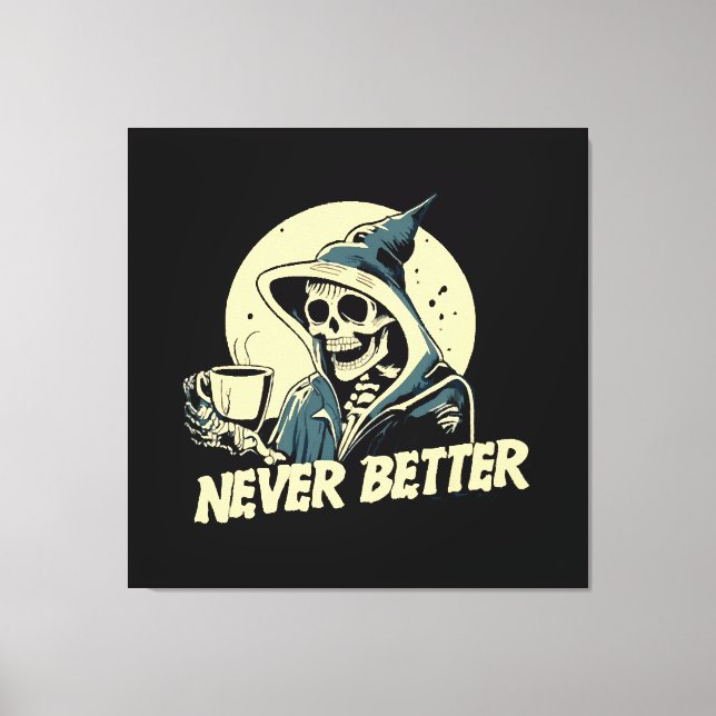 Toile Squelette de café Halloween (Recto)