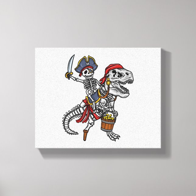 Toile Squelette de dinosaure de pirate d'Halloween (Recto)