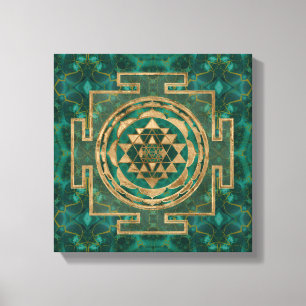 Toile Sri Yantra/malachite et or de Sri Chakra