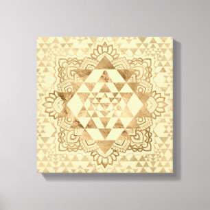 Toile Sri Yantra / Sri Chakra Pastel Gold