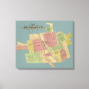 Toile St Charles ILLINOIS 1871 CARTE FOX RIVER KANE COMT