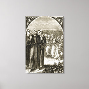 Toile St Columba chantant, et attaqué par les druides,