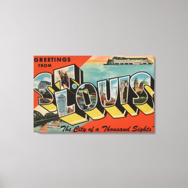 Toile St. Louis, Missouri - Grandes Lettres Scènes 2 (Recto)