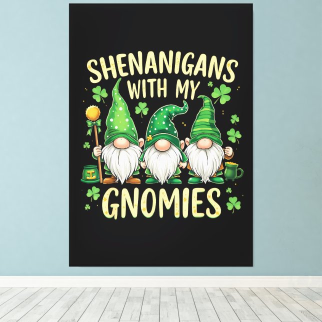 Toile St Patrick’s Day Lucky Shamrock Gnome  (Insitu (Plancher de Bois))