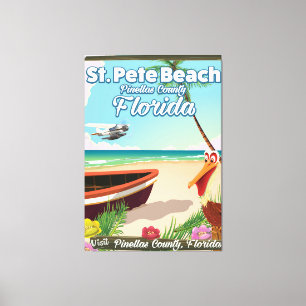 Toile St. Pete Beach Florida affiche de voyage vintage