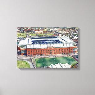 Toile Stade historique Ibrox Glasgow aquarelle d'art