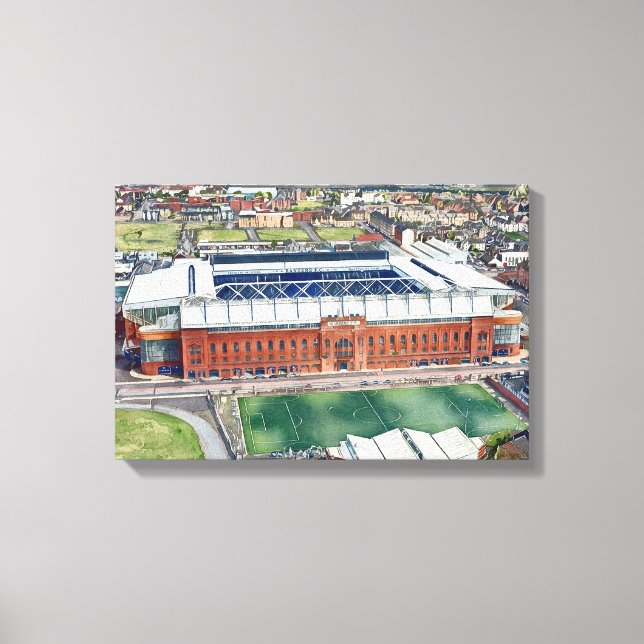Toile Stade historique Ibrox Glasgow aquarelle d'art (Recto)