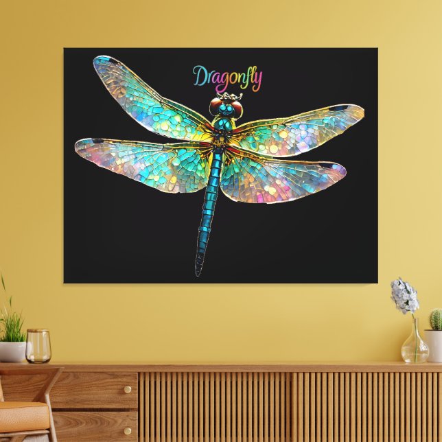 Toile Stained Glass Colorful Dragonfly (Insitu(Salon))