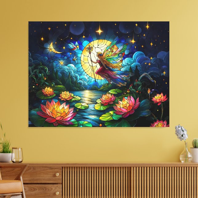 Toile Stained Glass Moonlight Flight Fairy  (Insitu(Salon))