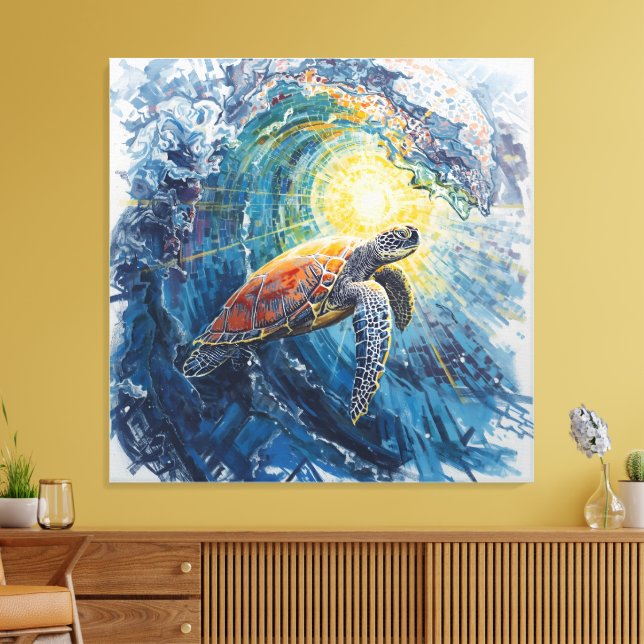 Toile Stained Sea Turtle (Insitu(Salon))
