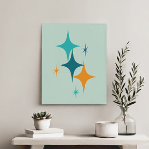Toile Starburst Atomique du milieu du siècle Turquoise, 