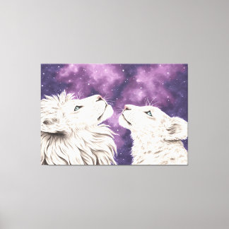Toile Stargazers Galaxy Lion blanc Couple Aimer Épaules