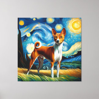 Toile Starry Basenji Portrait de chien - Portrait d'anim