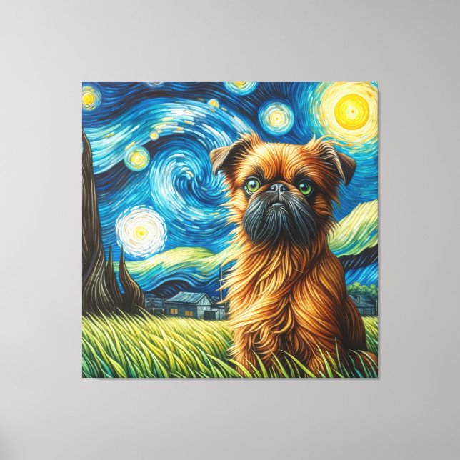 Toile Starry Brussels Griffon Dog Portrait (Recto)