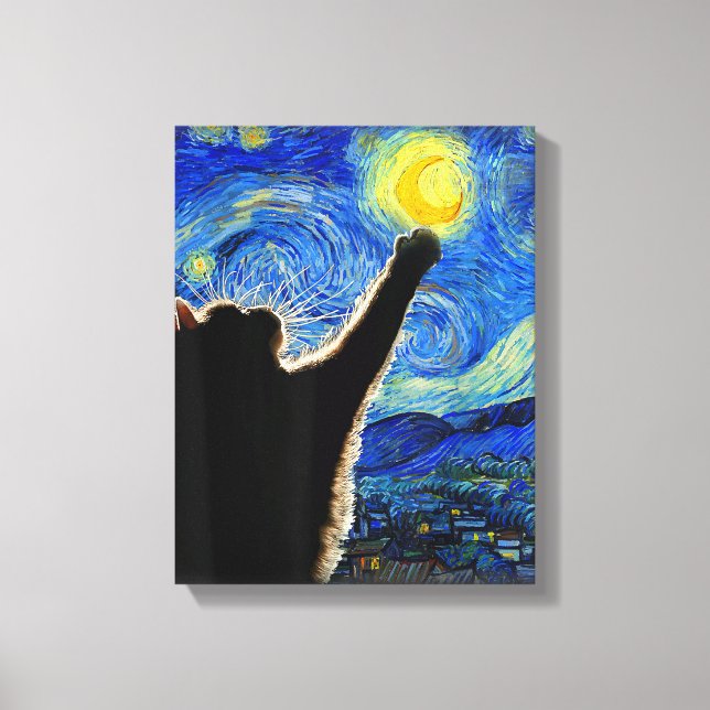 Toile Starry Night Cat, Van Gogh Amoureux des chats Cat  (Recto)