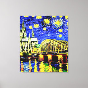 Toile Starry Night Cologne Allemagne Cathédrale