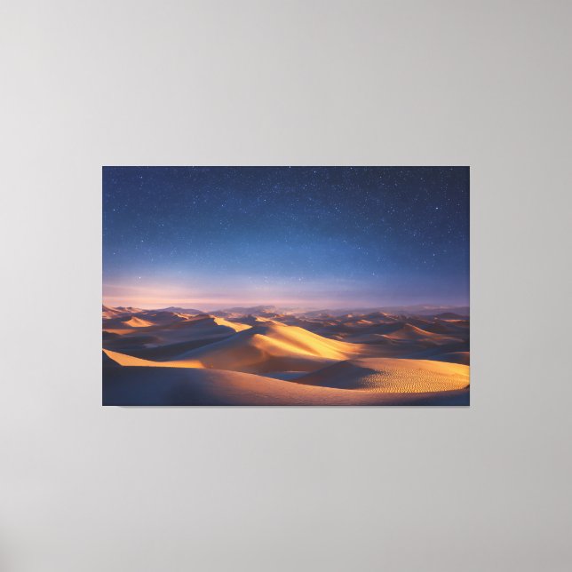 Toile Starry Night Over Golden Desert Dunes Landscape (Recto)