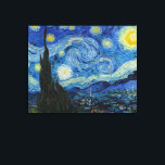Toile Starry Night | Vincent Van Gogh<br><div class="desc">Starry Night (1889) by Dutch artist Vincent Van Gogh. Original artwork is an oil on canvas depicting an energetic post-impressionist night sky in moody shades of blue and yellow. 

Use the design tools to add custom text or personalize the image.</div>