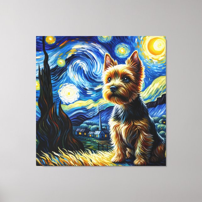 Toile Starry Norwich Terrier Portrait de chien - Portrai (Recto)