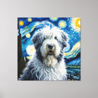 Toile Starry Old English Sheepdog Portrait