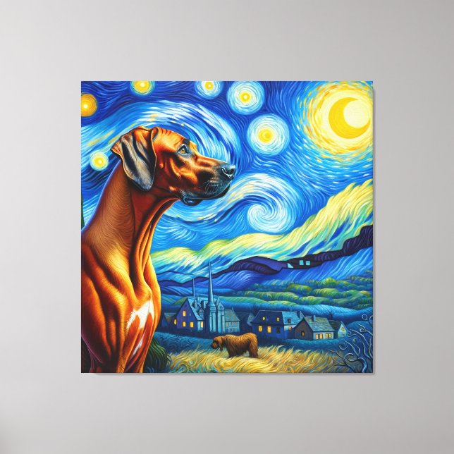 Toile Starry Rhodesian Ridgeback Portrait de chien (Recto)