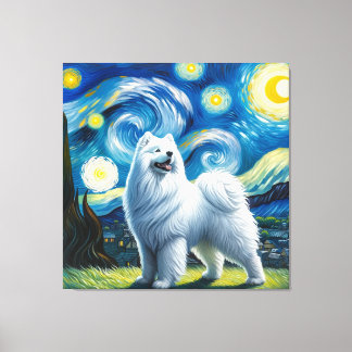 Toile Starry Samoyed Portrait de chien - Portrait pour a