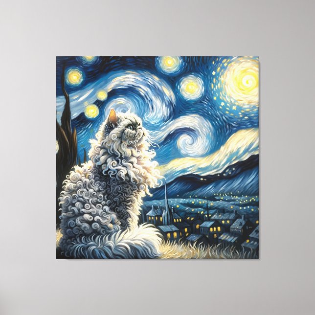 Toile Starry Selkirk Rex Portrait de chat - Portrait pou (Recto)